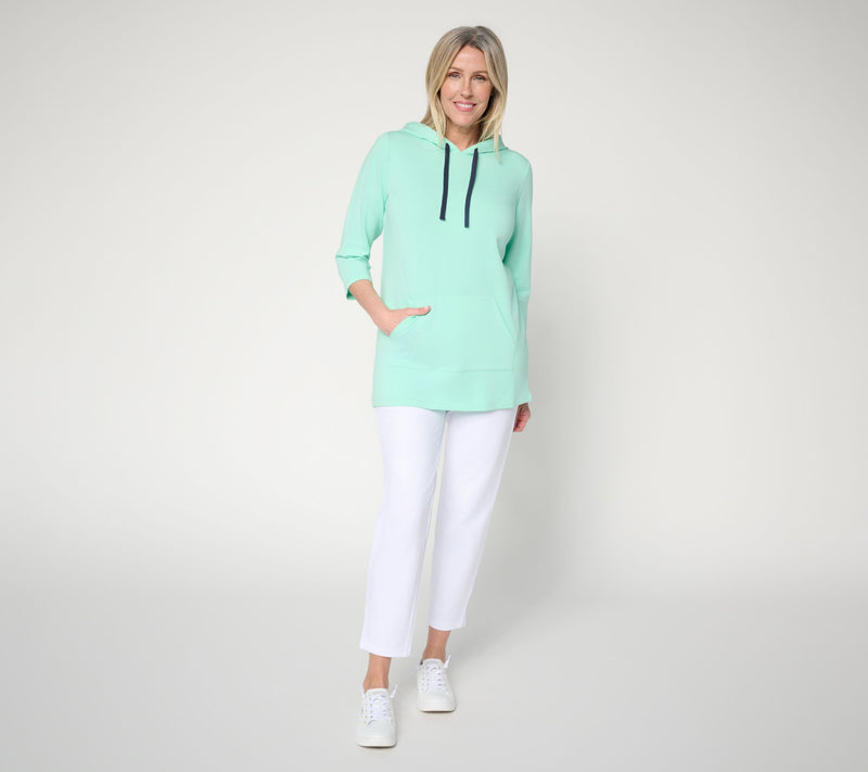 Denim & Co. Active Petite French Terry Tunic Pullover w/ Whip Stitch — View 4