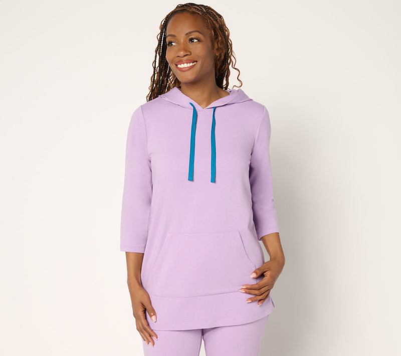 Denim & Co. Active Petite French Terry Tunic Pullover w/ Whip Stitch — View 15