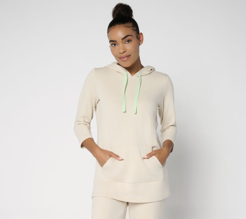 Denim & Co. Active Petite French Terry Tunic Pullover w/ Whip Stitch — View 16
