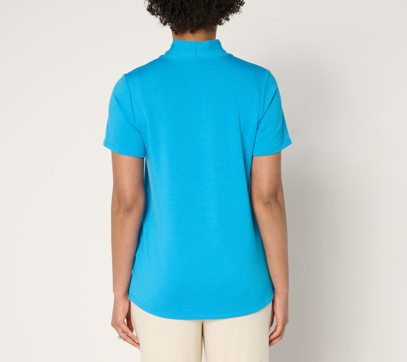 Brandis Dress Out Loud Acquitted Knit High V-Neck Short Slv Top — View 14