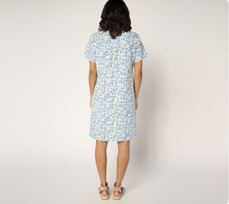 Denim & Co. Petite Linen Printed or Solid Henley Dress — View 12