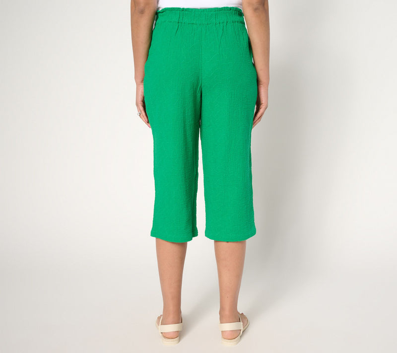 Denim & Co. Beach Regular Cotton Gauze Capri Pant Stitch Detail — View 6
