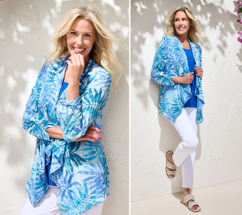 Susan Graver Regular Textured Woven Cardigan & Knit Tank Set — View 20