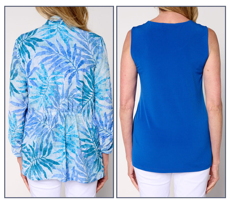 Susan Graver Regular Textured Woven Cardigan & Knit Tank Set — View 17