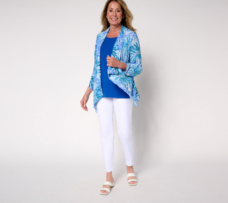 Susan Graver Regular Textured Woven Cardigan & Knit Tank Set — View 18