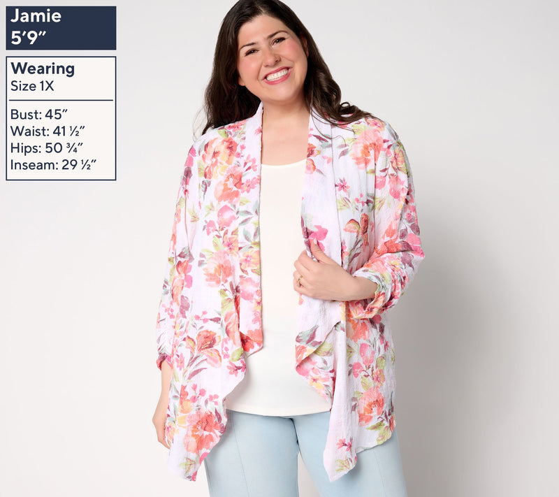 Susan Graver Regular Textured Woven Cardigan & Knit Tank Set — View 14
