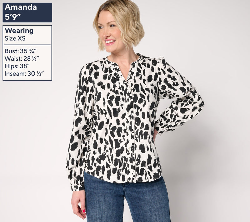 nicole by Nicole Miller Stretch Poplin Balloon Sleeve Shirt — View 11