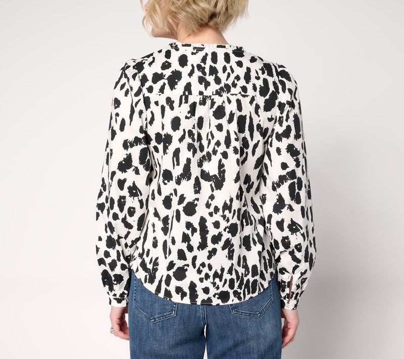 nicole by Nicole Miller Stretch Poplin Balloon Sleeve Shirt — View 12