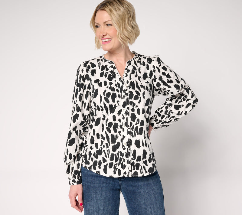 nicole by Nicole Miller Stretch Poplin Balloon Sleeve Shirt — View 9