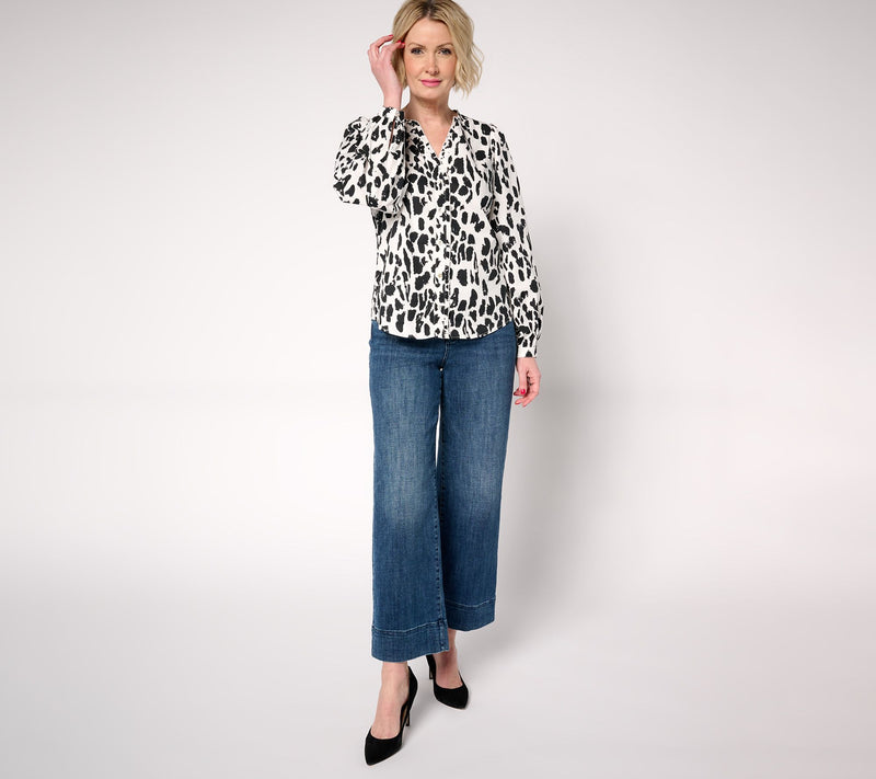 nicole by Nicole Miller Stretch Poplin Balloon Sleeve Shirt — View 13