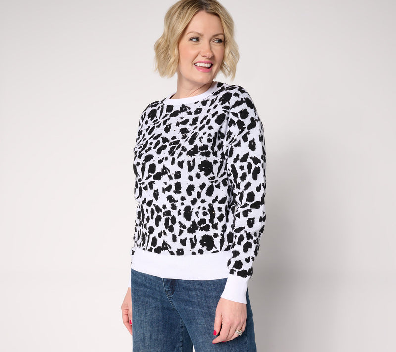 nicole by Nicole Miller Embellished Jacquard Sweater — Main view