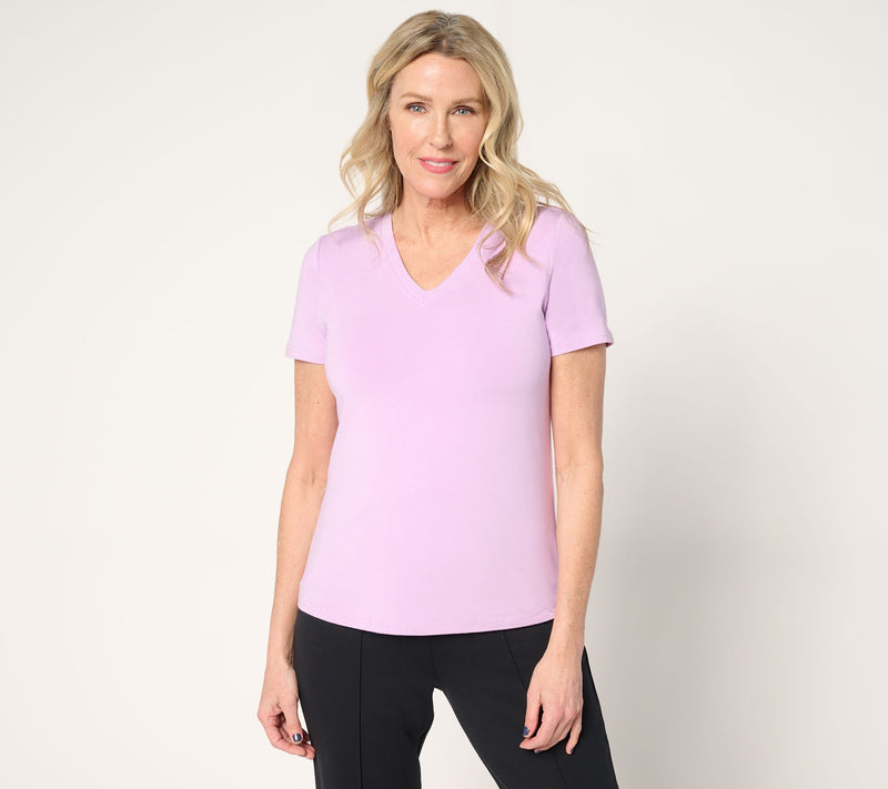 nicole by Nicole Miller Luxe Modal Short Sleeve V-Neck T-Shirt — View 11
