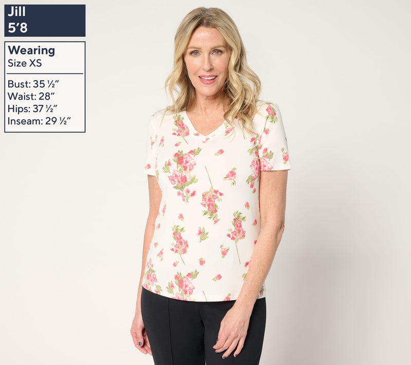 nicole by Nicole Miller Luxe Modal Short Sleeve V-Neck T-Shirt — View 2