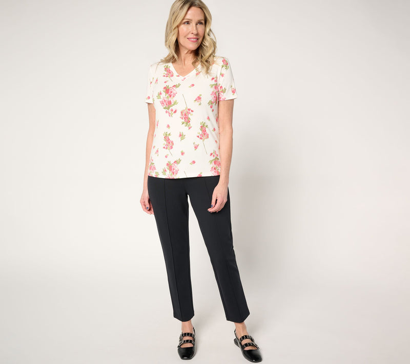 nicole by Nicole Miller Luxe Modal Short Sleeve V-Neck T-Shirt — View 4