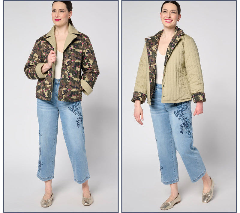 nicole by Nicole Miller Reversible Stretch Poplin Quilted Jacket — View 12