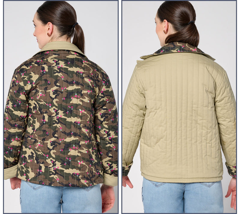 nicole by Nicole Miller Reversible Stretch Poplin Quilted Jacket — View 10