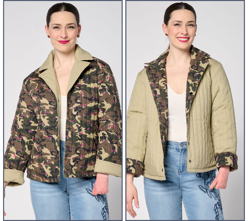 nicole by Nicole Miller Reversible Stretch Poplin Quilted Jacket — View 7