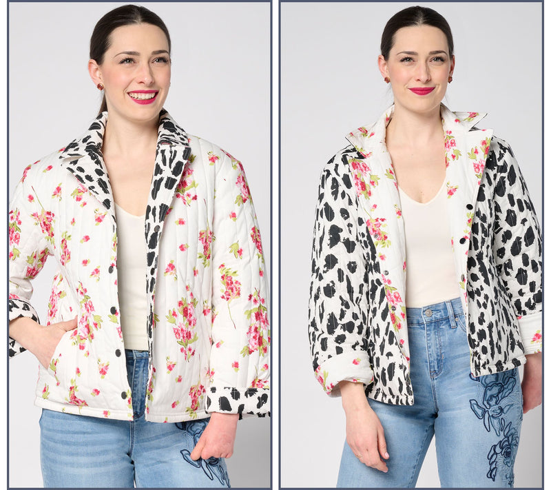 nicole by Nicole Miller Reversible Stretch Poplin Quilted Jacket — View 5