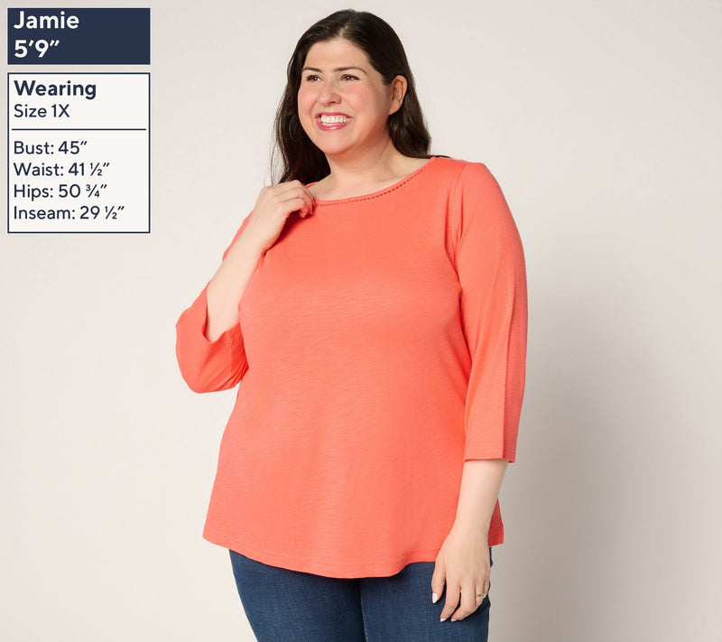 Belle by Kim Gravel Set of 2 3/4 Sleeve Slub Knit Tops — View 4
