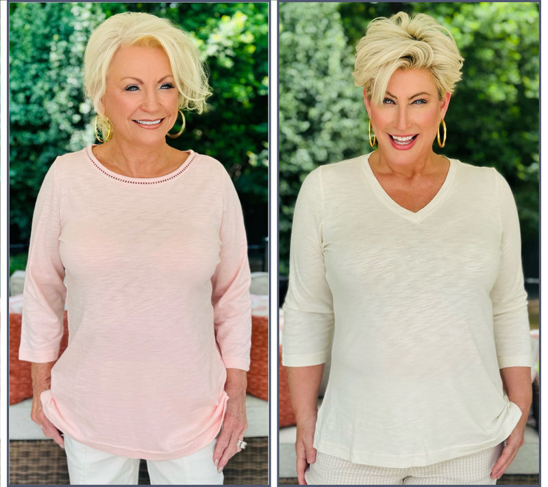 Belle by Kim Gravel Set of 2 3/4 Sleeve Slub Knit Tops — View 7