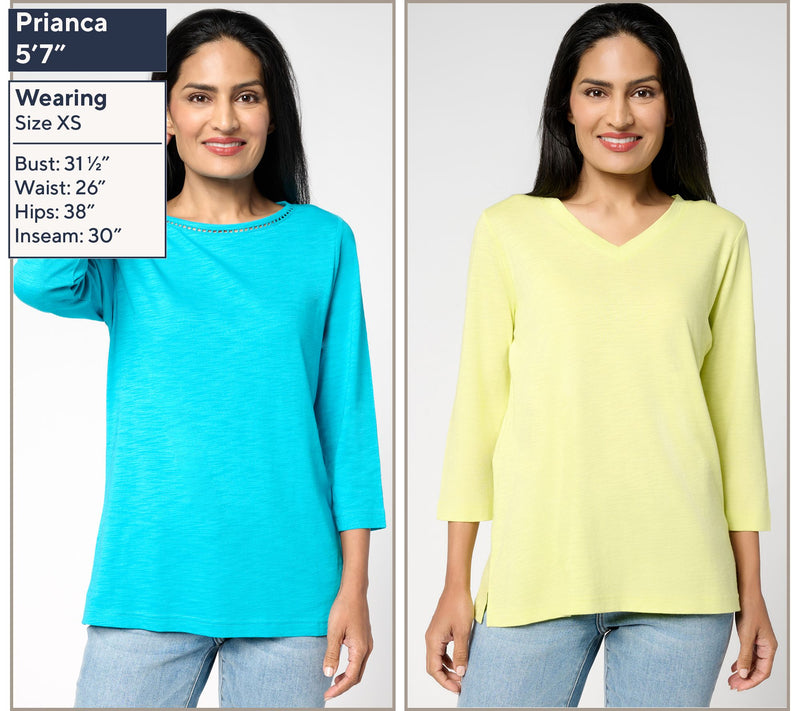 Belle by Kim Gravel Set of 2 3/4 Sleeve Slub Knit Tops — View 5