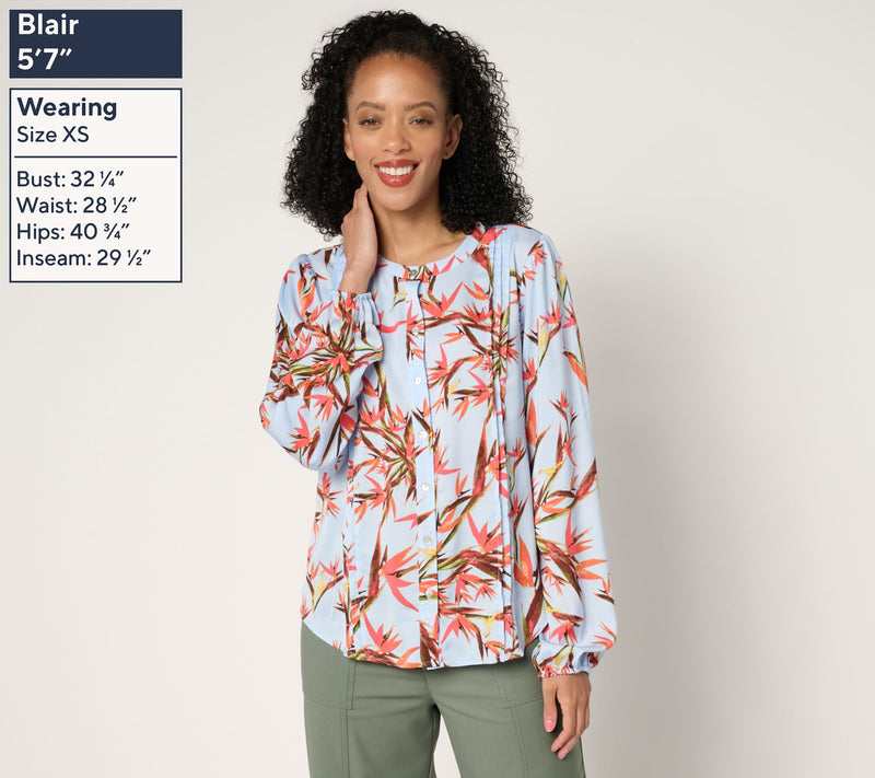 nicole by Nicole Miller Textured Long Sleeve Pleated Shirt — View 8