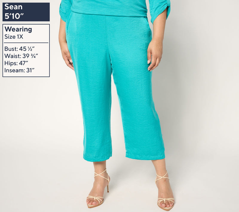 nicole by Nicole Miller Petite Pull-On Textured Cropped Pant — View 8