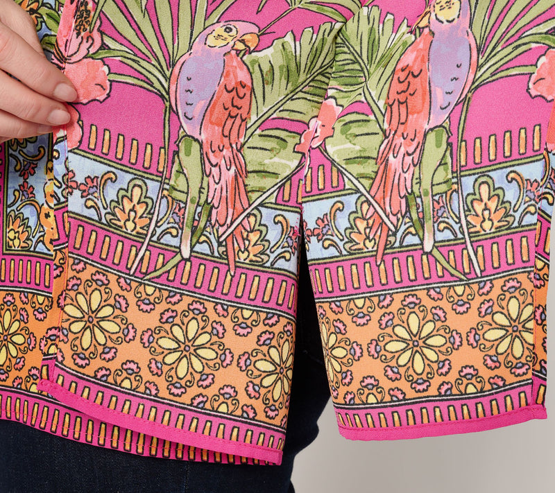 Quacker Factory Tropical Heat Border Print Top — View 6