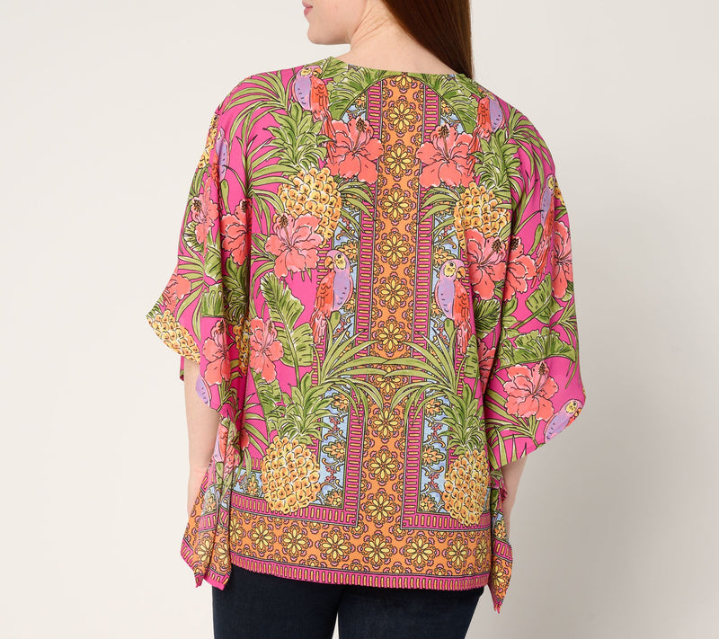 Quacker Factory Tropical Heat Border Print Top — View 4