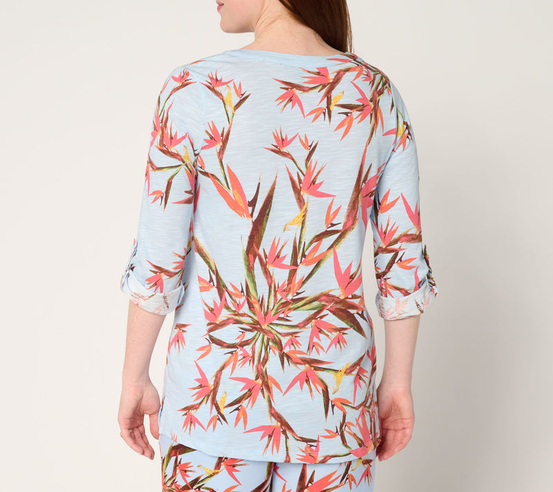 nicole by Nicole Miller Slub Knit Top with Roll-Tab Sleeve — View 4