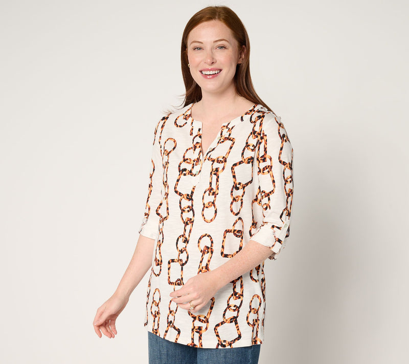 nicole by Nicole Miller Slub Knit Top with Roll-Tab Sleeve — View 13