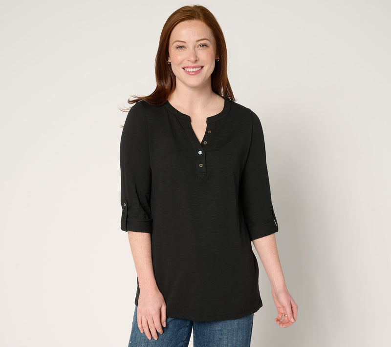 nicole by Nicole Miller Slub Knit Top with Roll-Tab Sleeve — View 14