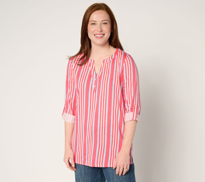 nicole by Nicole Miller Slub Knit Top with Roll-Tab Sleeve — View 15