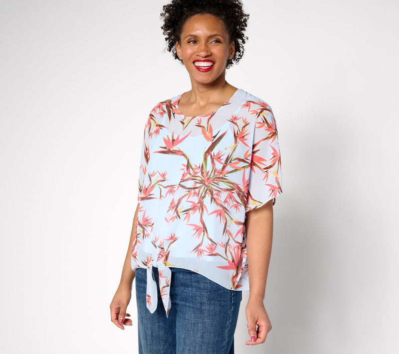 nicole by Nicole Miller Luxe Chiffon Tie Front Blouse — View 13