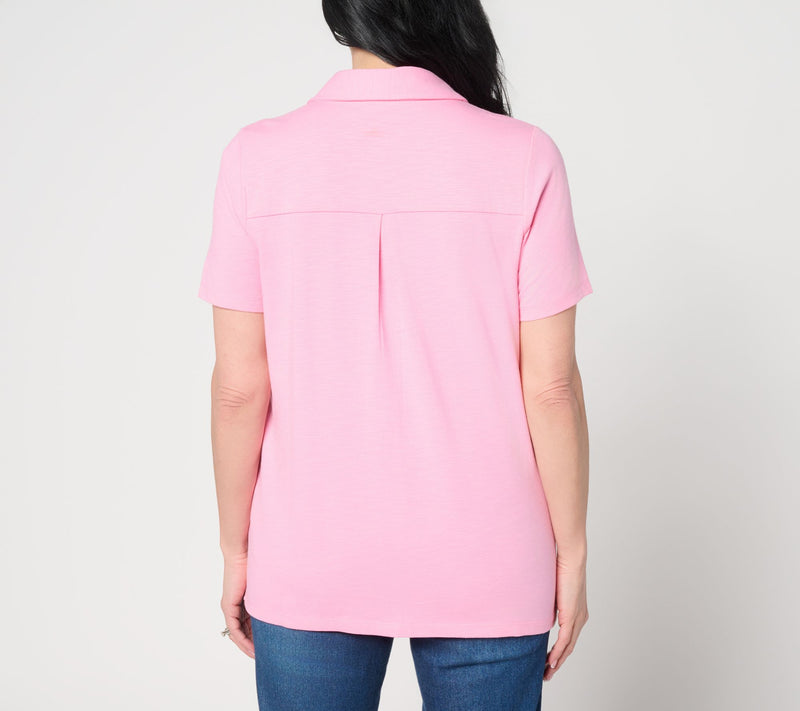 Quacker Factory Cutie Fruity Embroidered Short Sleeve Camp Shirt — View 4