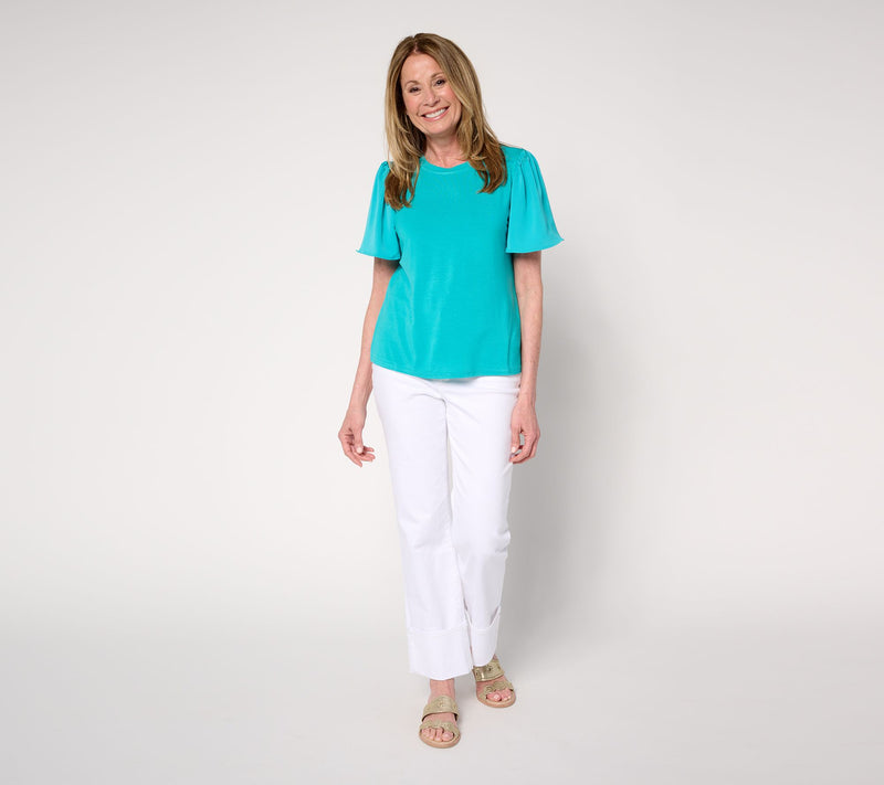 nicole by Nicole Miller Luxe Modal Flutter Sleeve Top — View 9