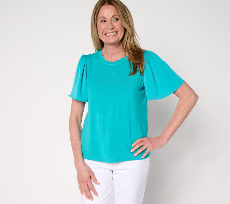nicole by Nicole Miller Luxe Modal Flutter Sleeve Top — View 7