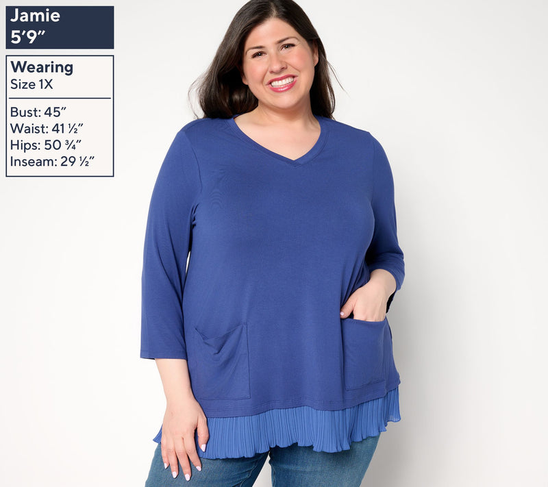 LOGO by Lori Goldstein Rayon 230 Top with Broomstick Hem — View 2