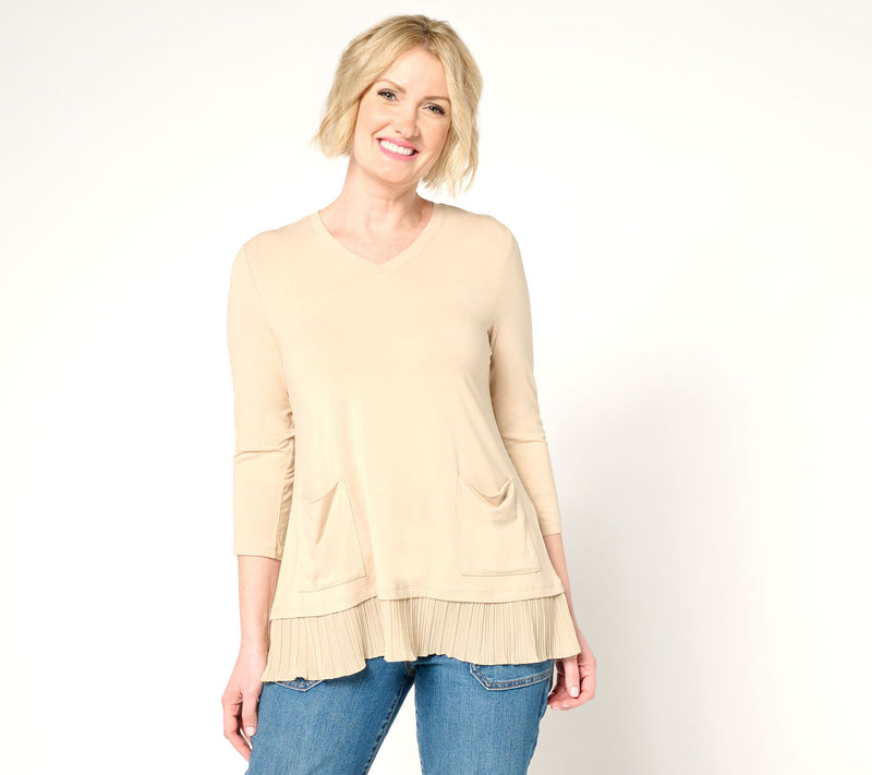 LOGO by Lori Goldstein Rayon 230 Top with Broomstick Hem — View 11