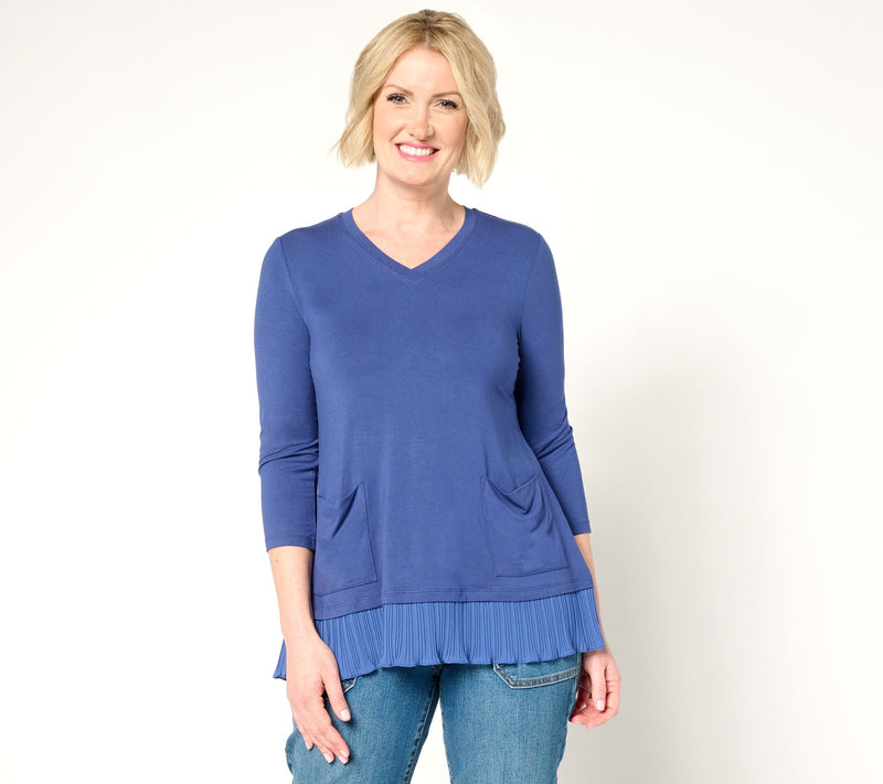 LOGO by Lori Goldstein Rayon 230 Top with Broomstick Hem — View 13