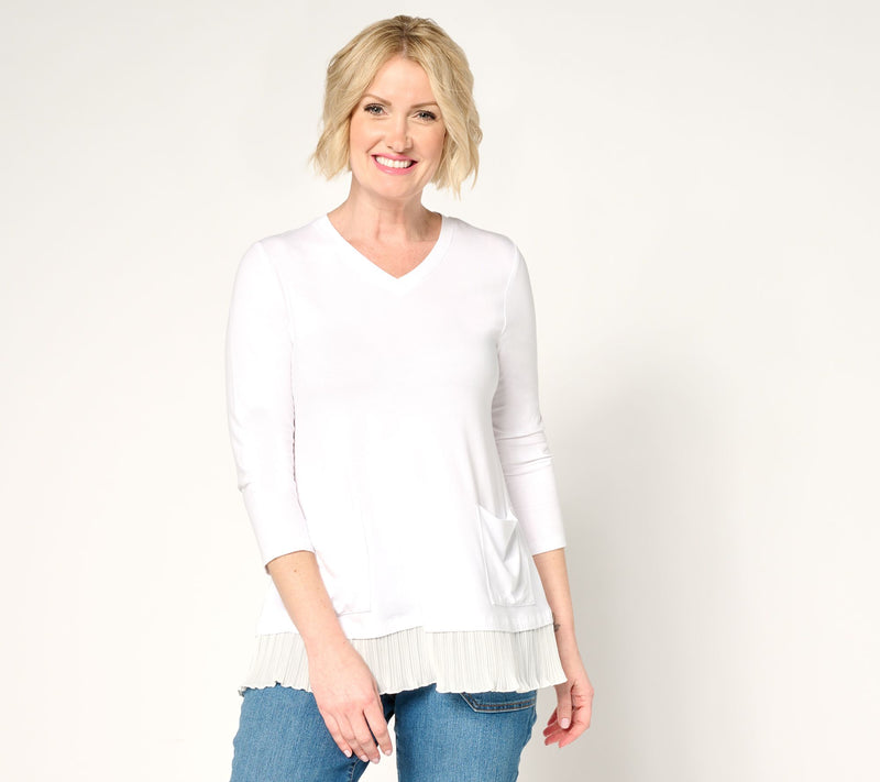 LOGO by Lori Goldstein Rayon 230 Top with Broomstick Hem — View 14
