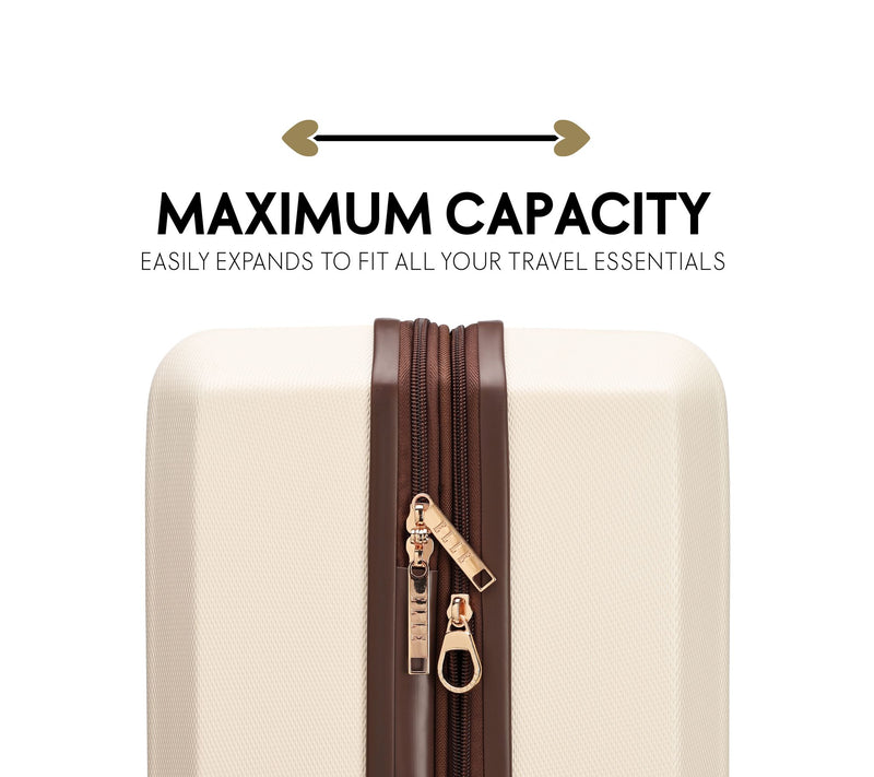 ELLE Luxe Journey Expandable Retro Spinner Luggage 3-Piece Set — View 4