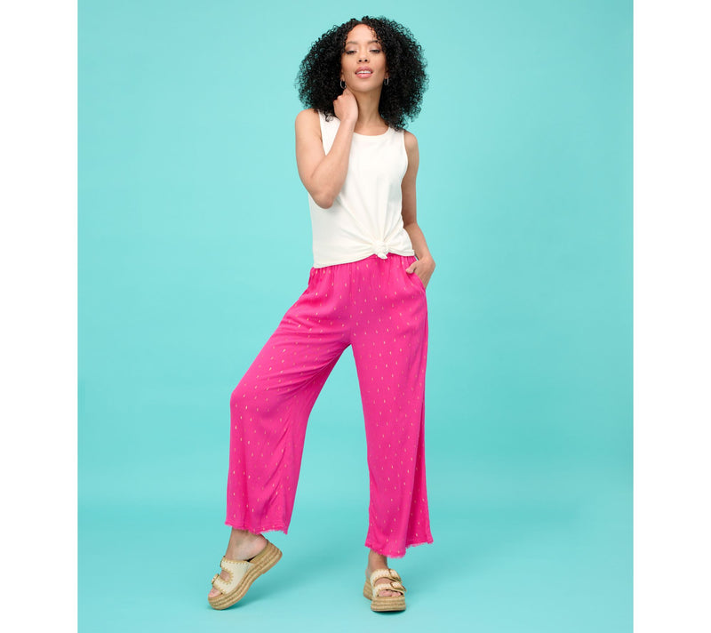 Susan Graver Soleil Regular Lurex Clip Dot Wide Leg Crop Pant — View 15