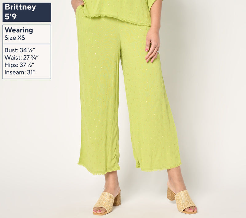 Susan Graver Soleil Regular Lurex Clip Dot Wide Leg Crop Pant — View 11