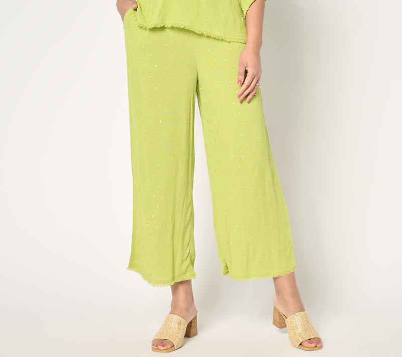 Susan Graver Soleil Regular Lurex Clip Dot Wide Leg Crop Pant — View 5