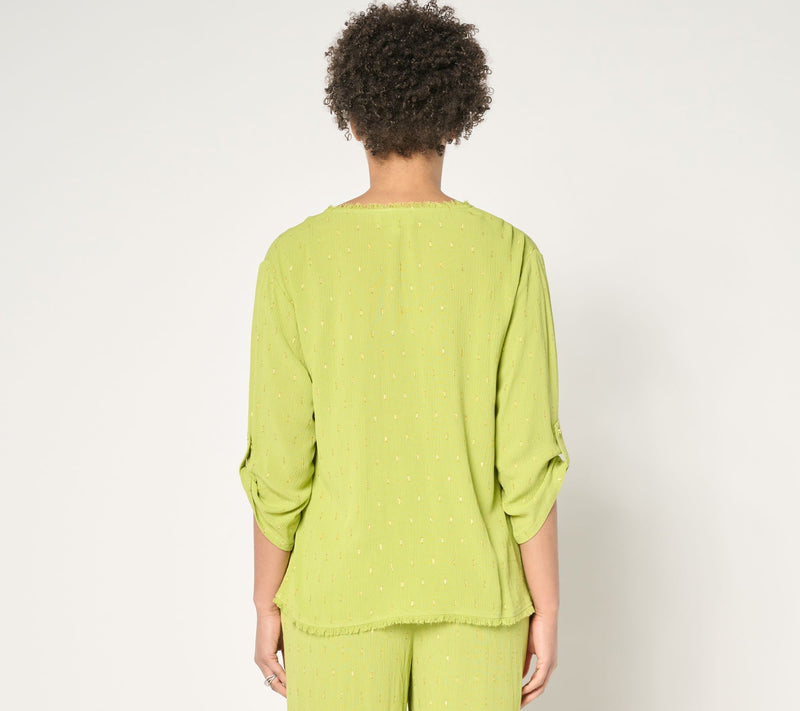 Susan Graver Soleil Lurex Clip Dot Dolman Sleeve Top — View 12