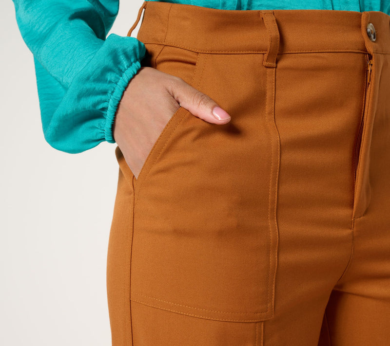 nicole by Nicole Miller Petite Stretch Twill Utility Pant — View 14