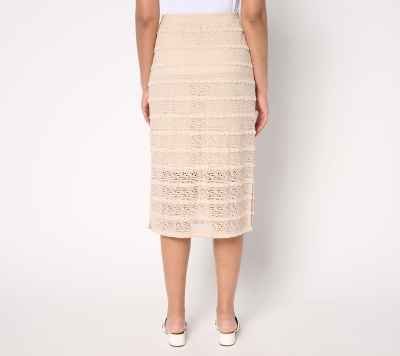 Susan Graver Soleil Regular Novelty Knit Midi Skirt — View 4