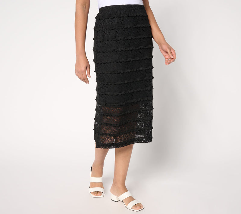 Susan Graver Soleil Regular Novelty Knit Midi Skirt — View 10