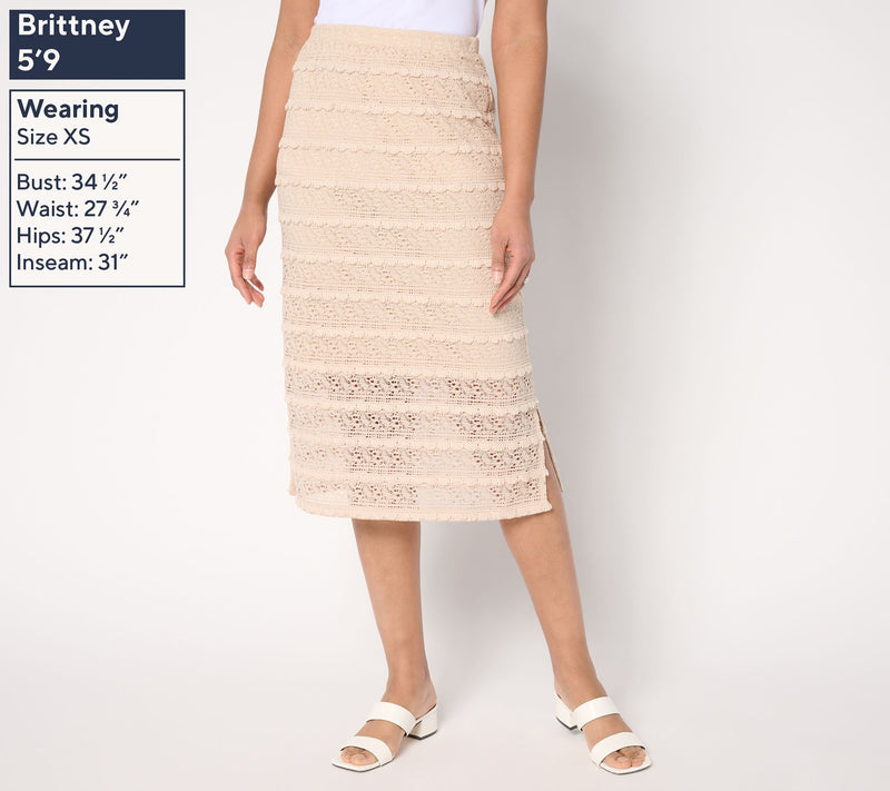Susan Graver Soleil Regular Novelty Knit Midi Skirt — View 3